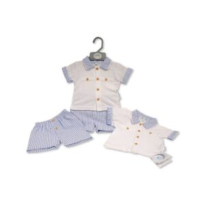 Baby Boys 2 Pcs Striped Shorts Set with Buttons