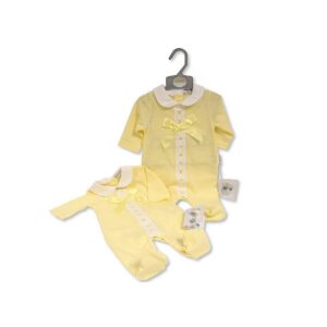Baby Girls Long Romper with Bow and Lace