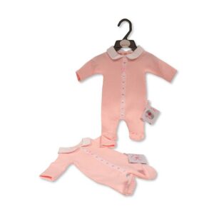 Premature Baby Girls Long Romper with Lace and Bow