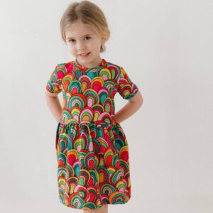 Retro Rainbow Print Dress